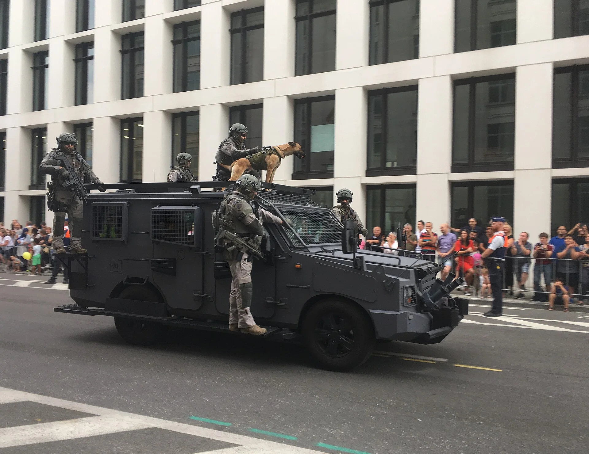 'Ares' armored vehicle of the Direction special units (DSU) of the Belgian federal police during the National Parade on, a dog photo on Pictures of Dog
